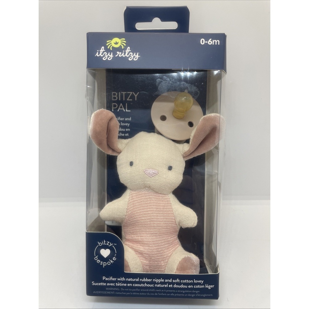 Baby Itzy Ritzy Bitzy Pal Bunny Pacifier & Cotton Lovey Plush Toy Pink‎ 0-6 Mos